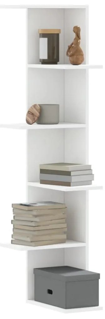 Scaffale Angolare Muro Bianco 36,5x36,5x140cm Legno Multistrato /