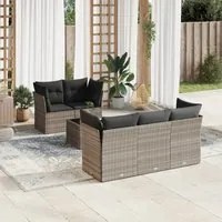 Set Divano da Giardino 6pz con Cuscini Grigio Chiaro Polyrattan 3249091