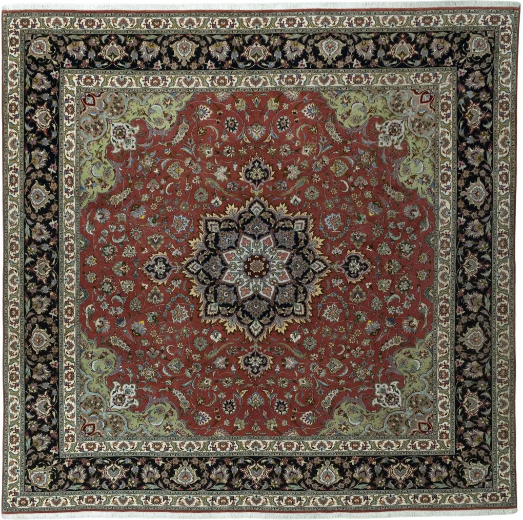 Tabriz Tappeto 290x300 Rosso (Iran) Annodato A Mano