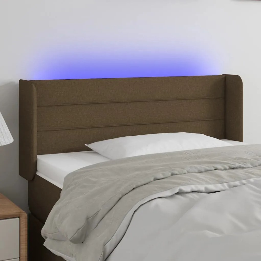 Testiera A Led Marrone Scuro 83x16x78/88 Cm İn Tessuto /