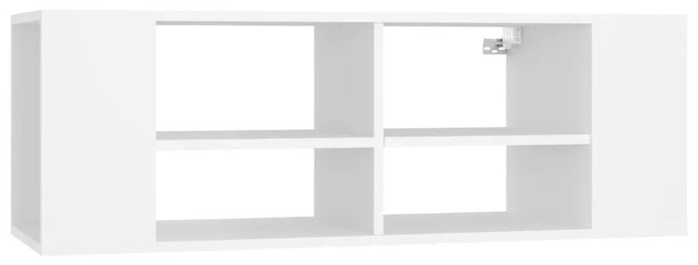 Armadietto tv da parete bianco 102x35x35cm in legno multistrato