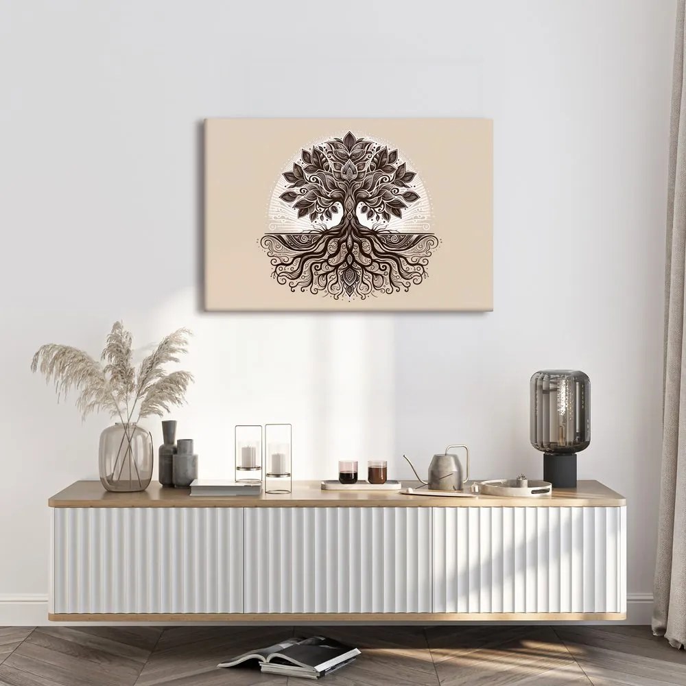Quadro su tela – Elegante albero della vita con radici