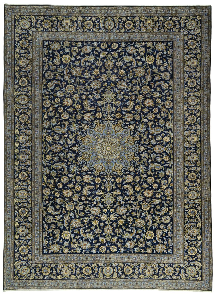 Kashan Tappeto persiano 380 x 280 Blu (Iran) Annodato A Mano
