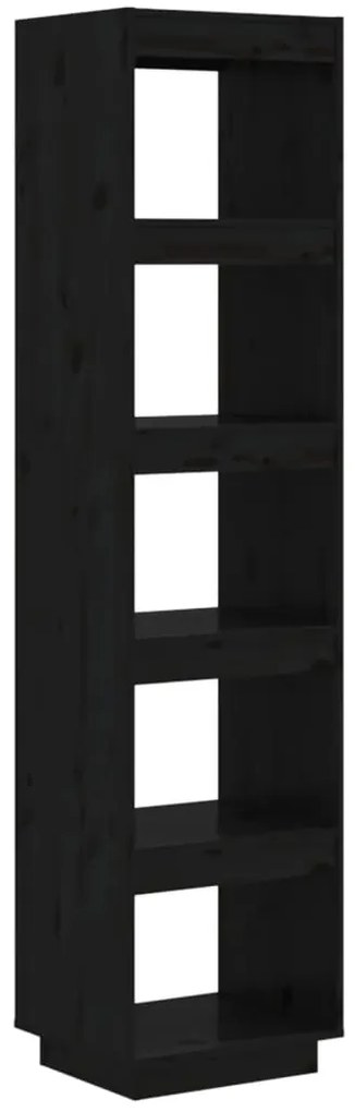 Libreria/divisorio nero 40x35x167 cm in legno massello di pino