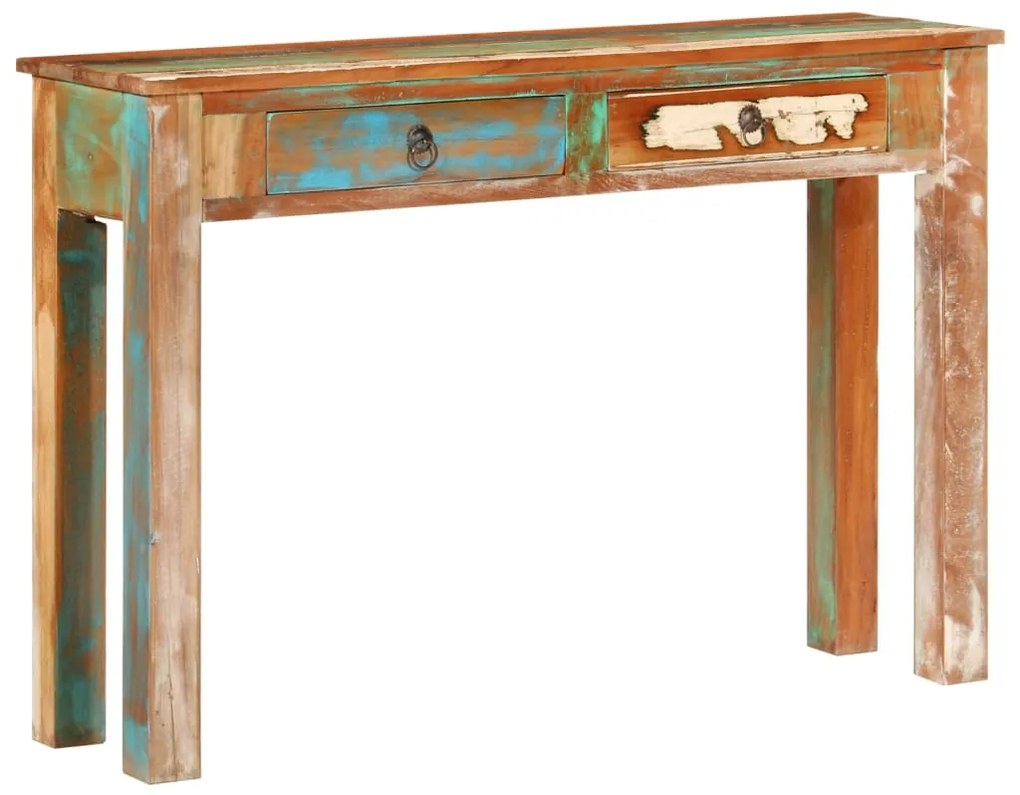 Tavolo Consolle 110x30x75 Cm İn Legno Massello Di Recupero /