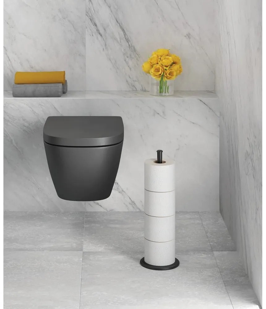 Porta carta igienica nero opaco in acciaio Lava – Metaltex