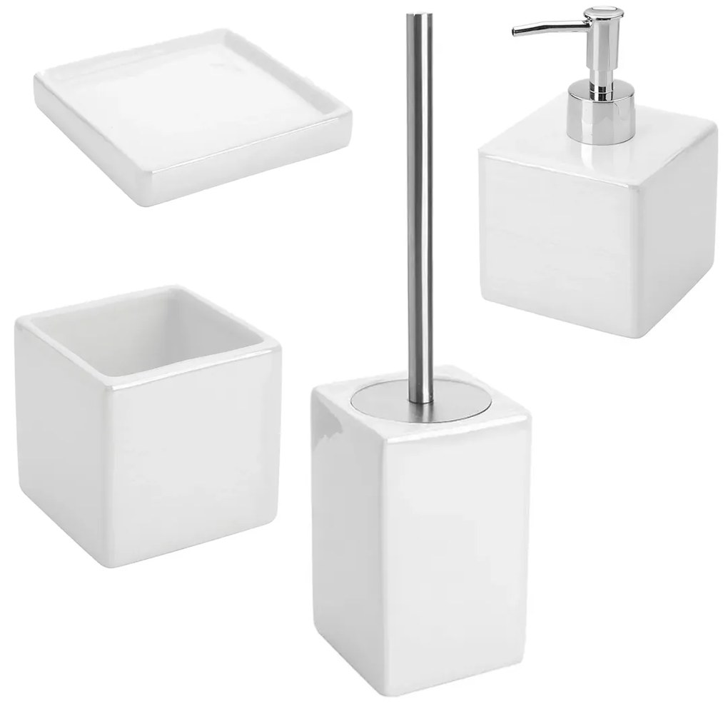 Set 4 Accessori D'Appoggio Feridras "Cuba" Bianco