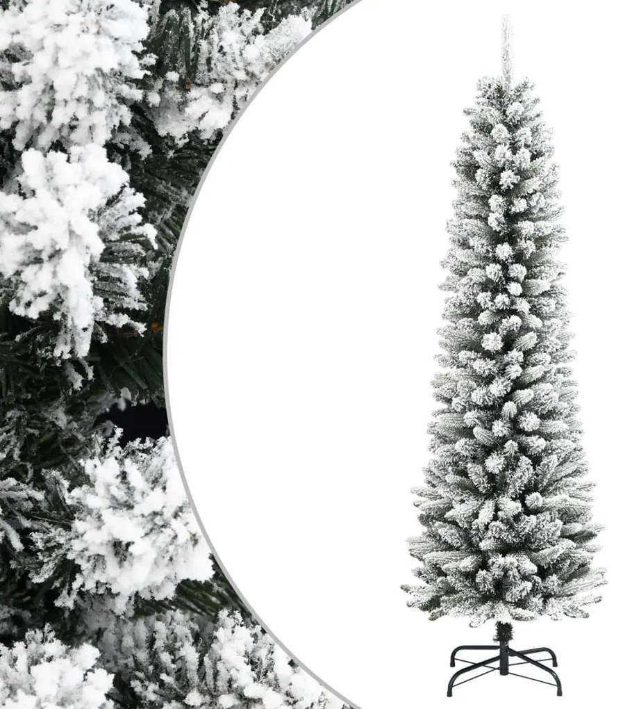 Albero Natale Artificiale Sottile Neve Floccata 120cm Pvc E Pe /