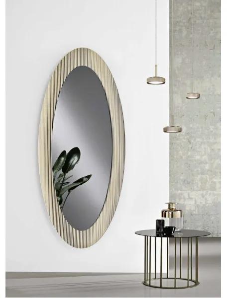 Specchio ovale ENEA con cornice cannettata Oro 70x167 cm