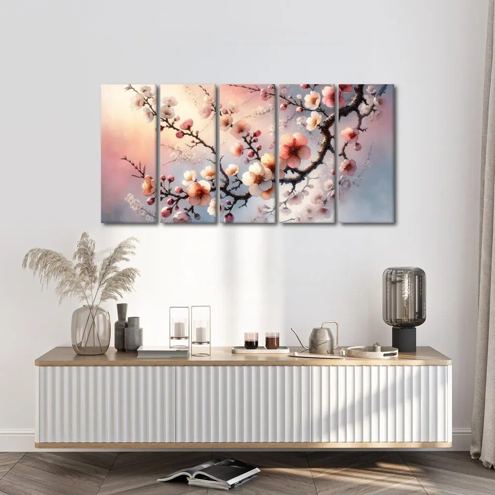 Quadri 5 pezzi – Ramo in fiore