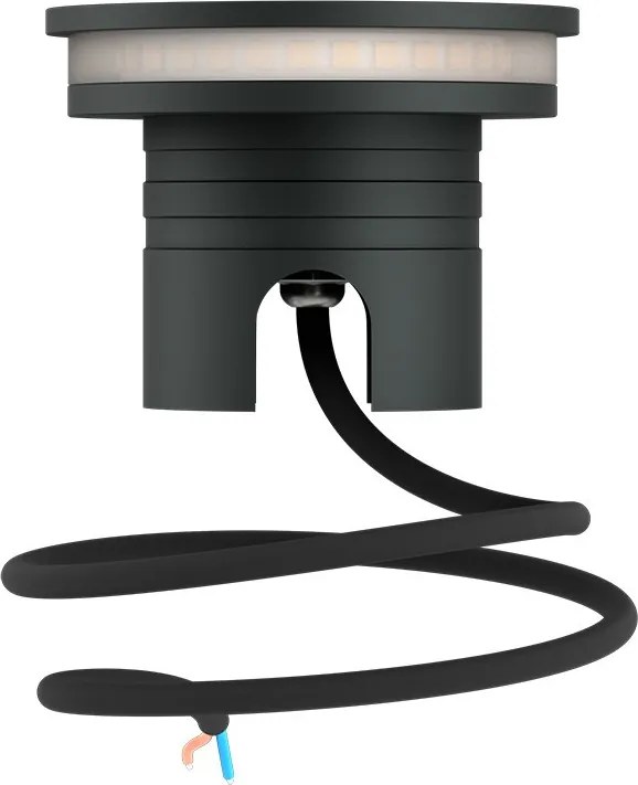 Faro LED interrato da Giardino 6W IP67 24V Luce Radente 360°- Antracite Colore Bianco Caldo 3.000K