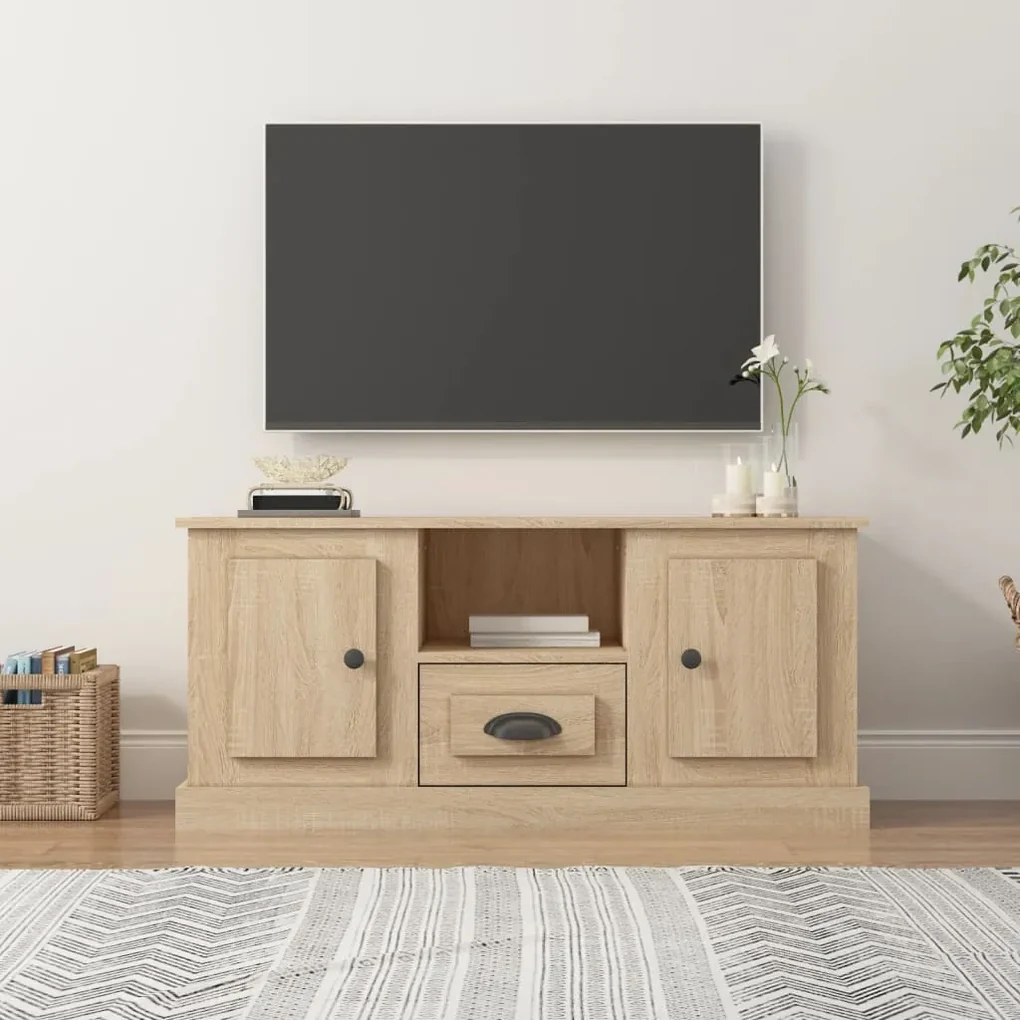 Mobile Tv Sospeso 100x32x30 Effetto Legno Rovere Evolution