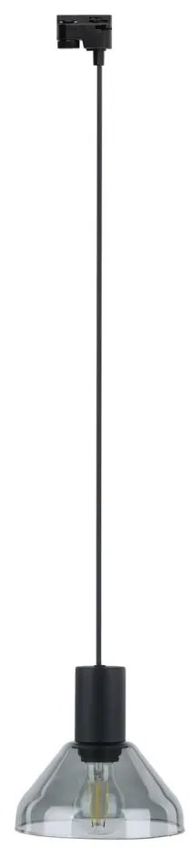 Lampadario su filo per sistema a binario NEO 1xE27/15W/230V nero/fumé nero