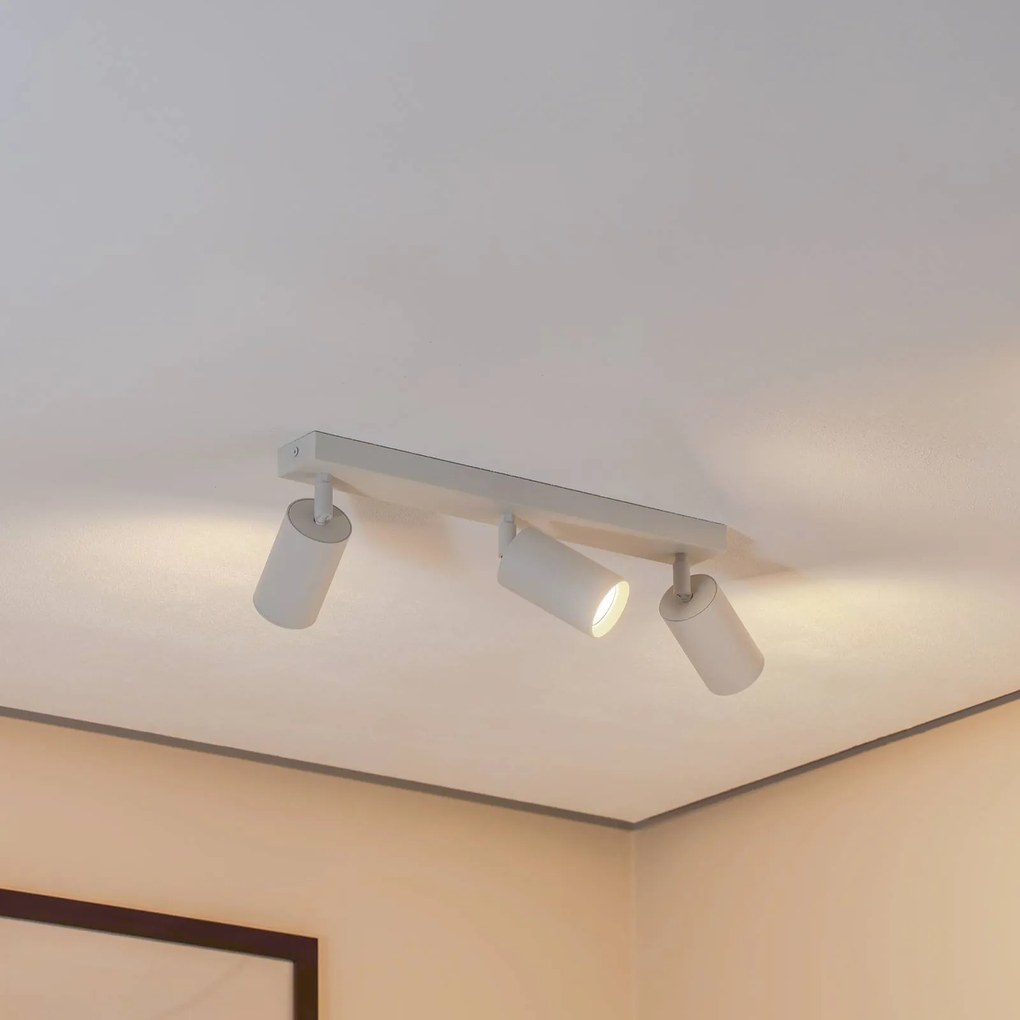 Argon Faretto da soffitto Sado, bianco, acciaio, orientabile, a 3 luci, lungo