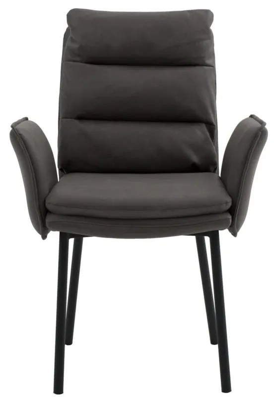 Set di sedie MALIBÙ in similpelle antracite e gambe in metallo nero, con braccioli