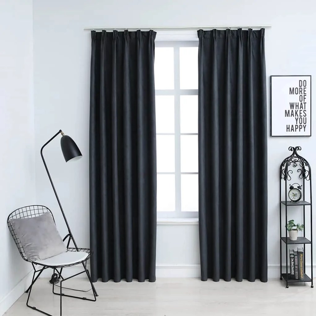 Tende Oscuranti Con Ganci 2 Pz Antracite 140x245 Cm /