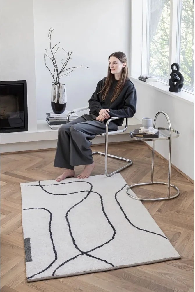 Tappeto avorio in cotone lavabile 100x140 cm Shadow – Mette Ditmer Denmark