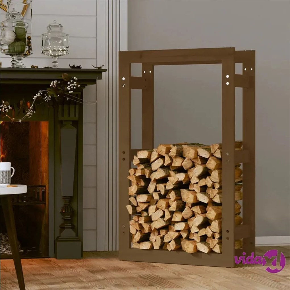 vidaXL Portalegna Miele 60x25x100 cm in Legno Massello di Pino