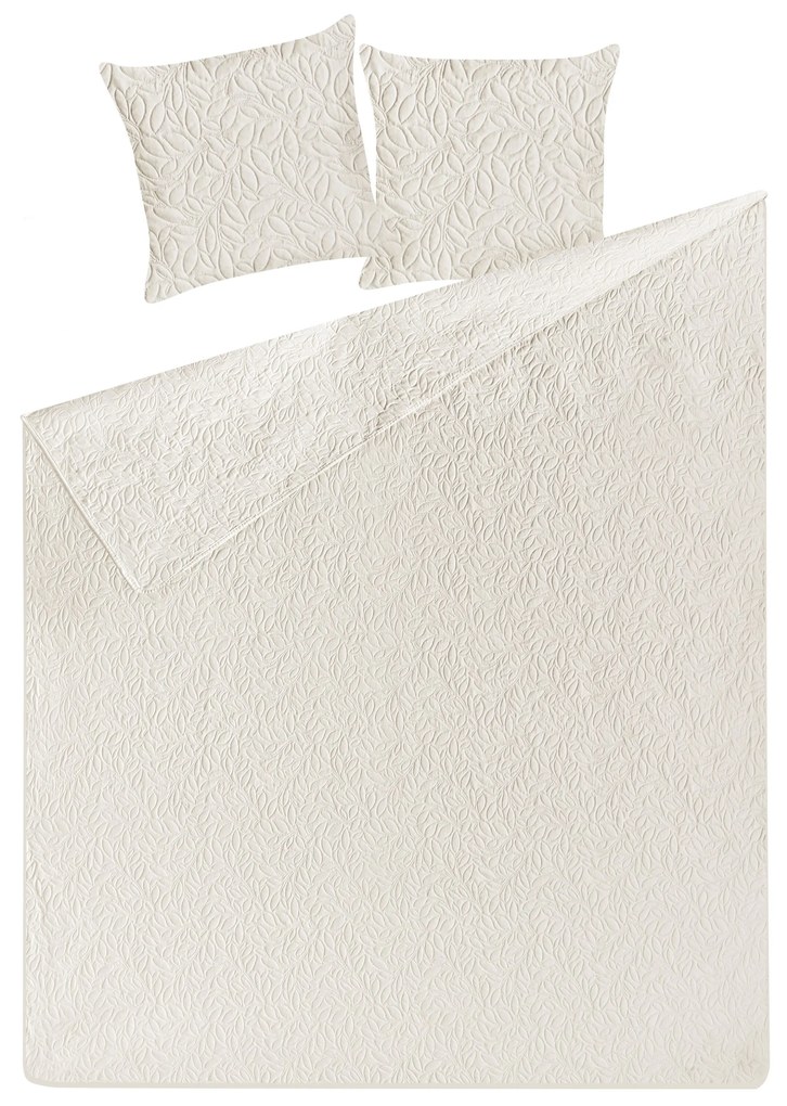 Copriletto trapuntato con cuscini crema 160 x 220 cm RUDKHAN Beliani