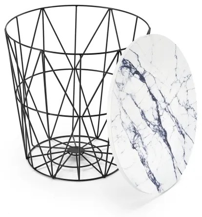 Tavolino HARISSA 41x42 cm nero/bianco marmor decor