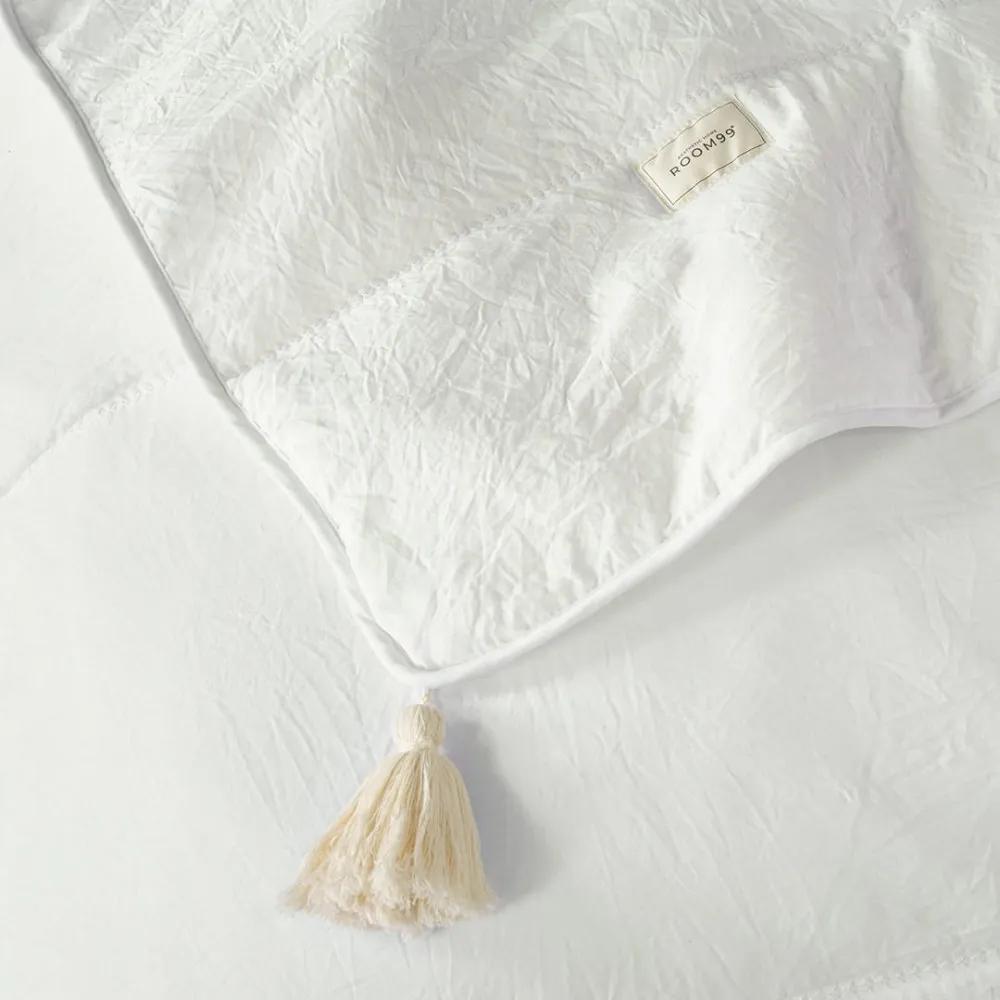 Copriletto bianco Noemi con nappe 220 x 240 cm