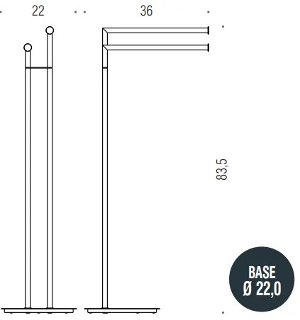 Colombo Design Mini Piantana con due aste Portasciugamani Stainless Steel Zirconium B40380HPS1