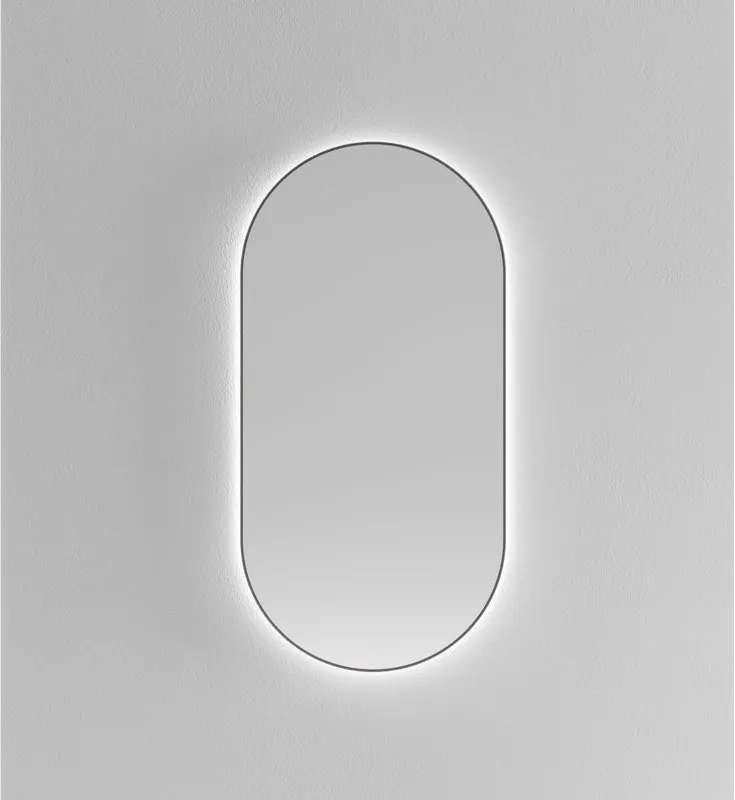 Specchio Wave retroilluminato con interrutore L 50 x H 100 cm nero