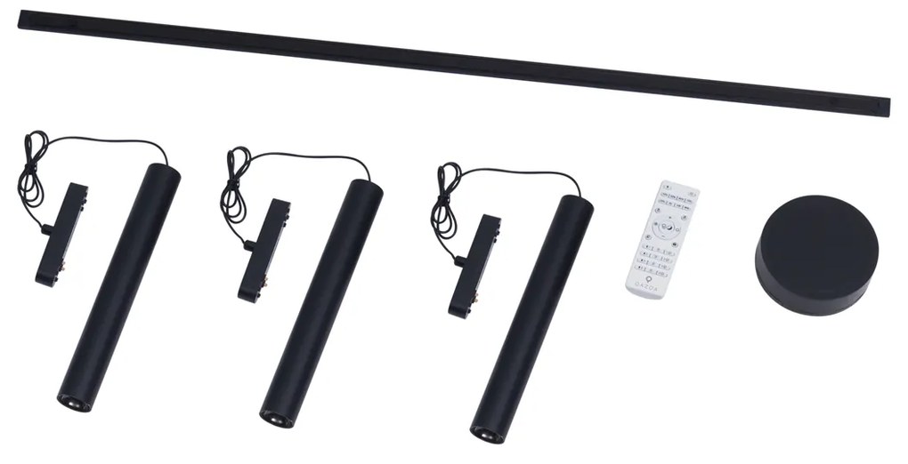 Sistema di illuminazione su binario moderno con 3 luci a sospensione nere monofase - Magnetic Cassie