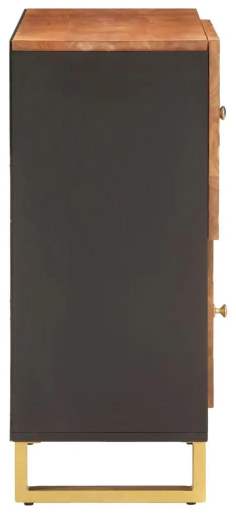 Credenza marrone e nera 80x33,5x75cm in legno massello di mango