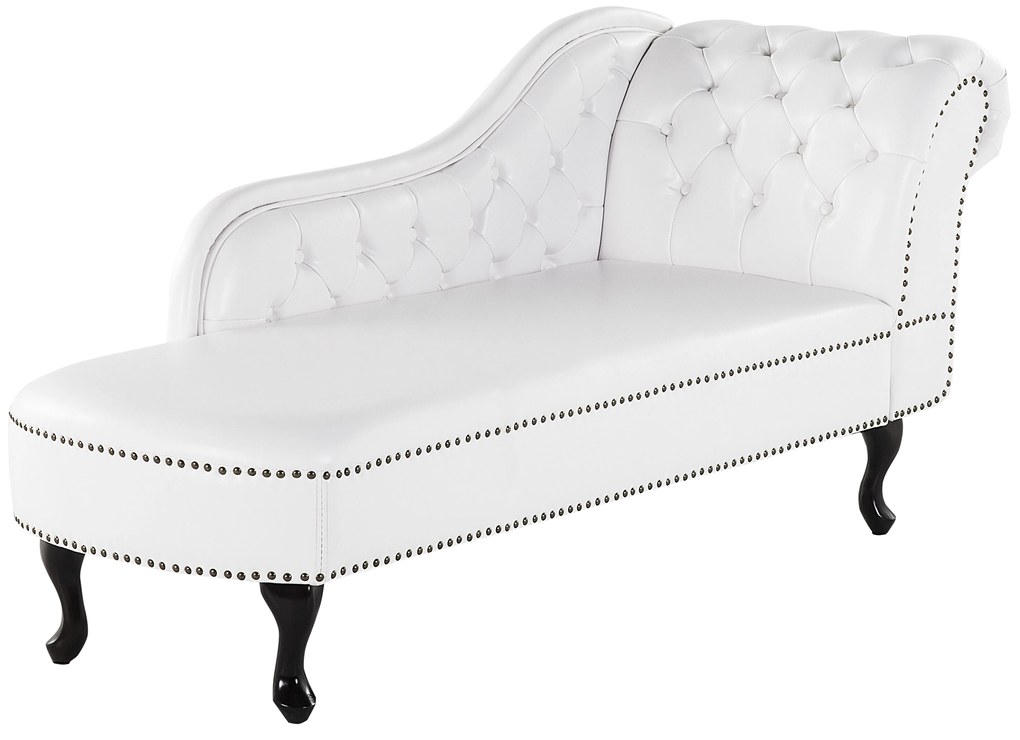 Chaise longue vintage destra in pelle sintetica bianca NIMES Beliani