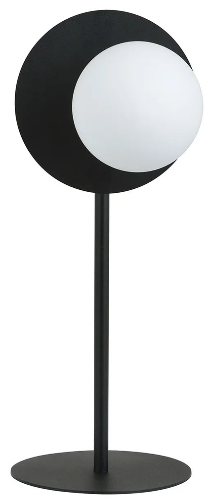 Lampada Da Tavolo Contemporanea Ippolita 1 Luce In Acciaio Nero E Vetro Opalino