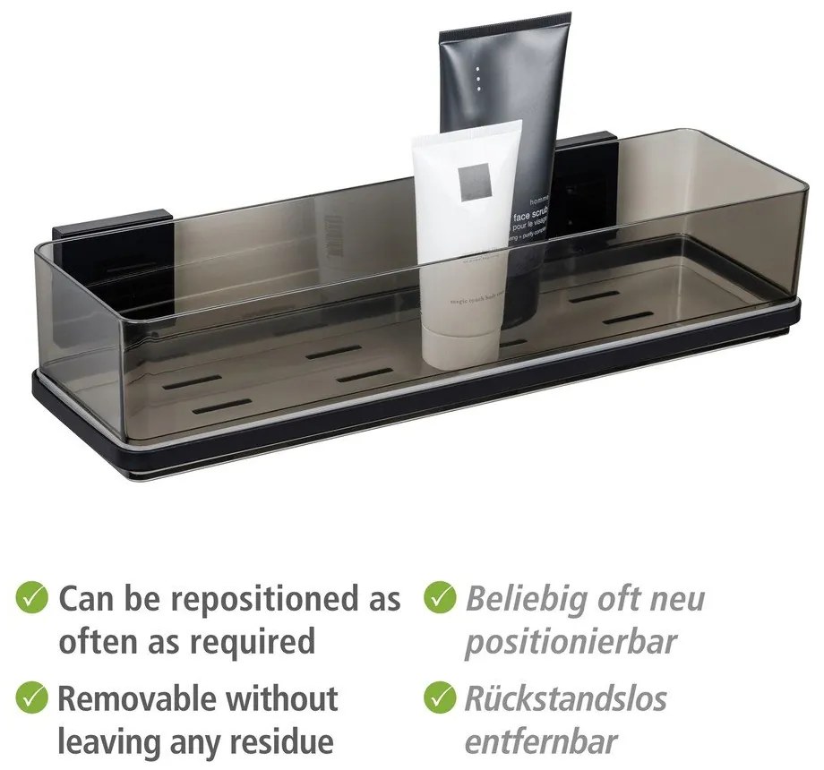 Mensola in plastica nera autoportante per il bagno Quadro - Wenko