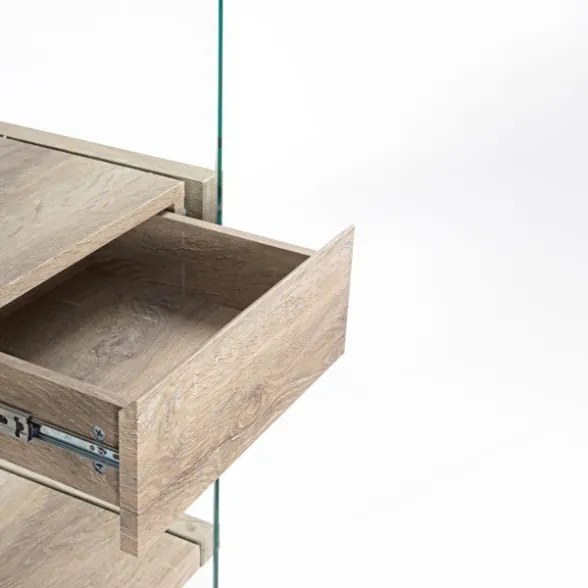 Libreria In Vetro 2 Cassetti 4 Mensole In Legno Rovere Line Kenya Bizzotto 90x39x180