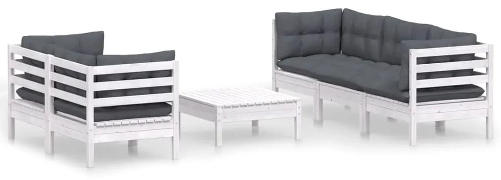 Set divani da giardino 6 pz con cuscini antracite legno di pino