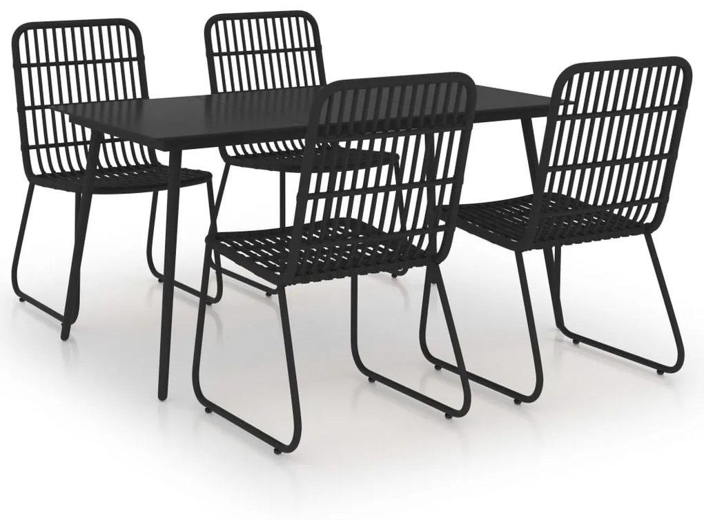 Set da pranzo da giardino 5 pz in polyrattan e vetro