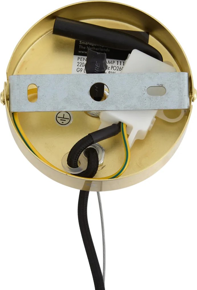 Lampada a sospensione Art Déco in ottone con vetro ambrato 6 luci - Ryan