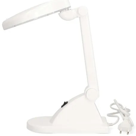 Nedis MAGLE1WT - Lampada da tavolo a LED con lente d'ingrandimento, 6W/230V, bianca