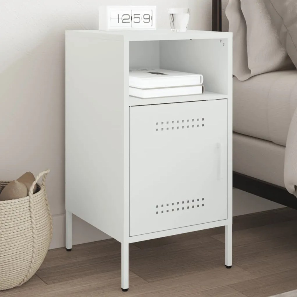 Comodino Bianco 36x39x68 Cm İn Acciaio /