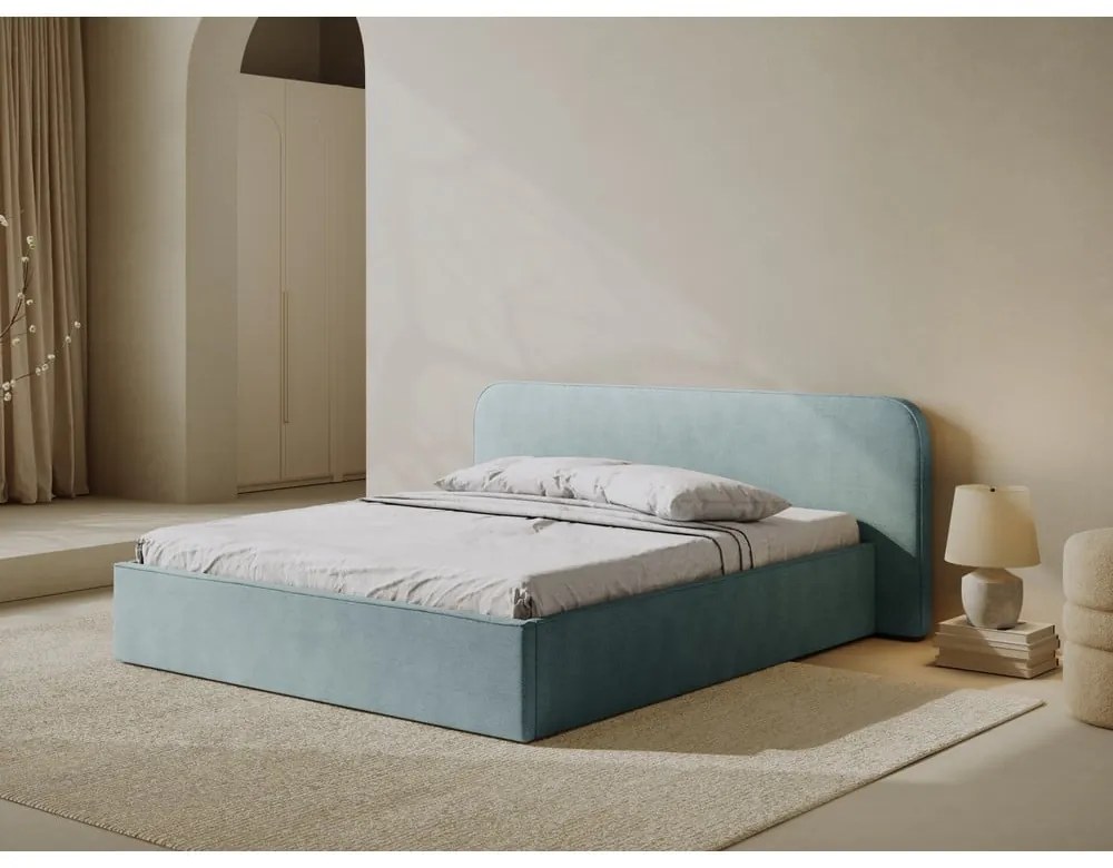 Letto matrimoniale imbottito color menta con contenitore e rete inclusi 180x200 cm Elizabeth – Micadoni