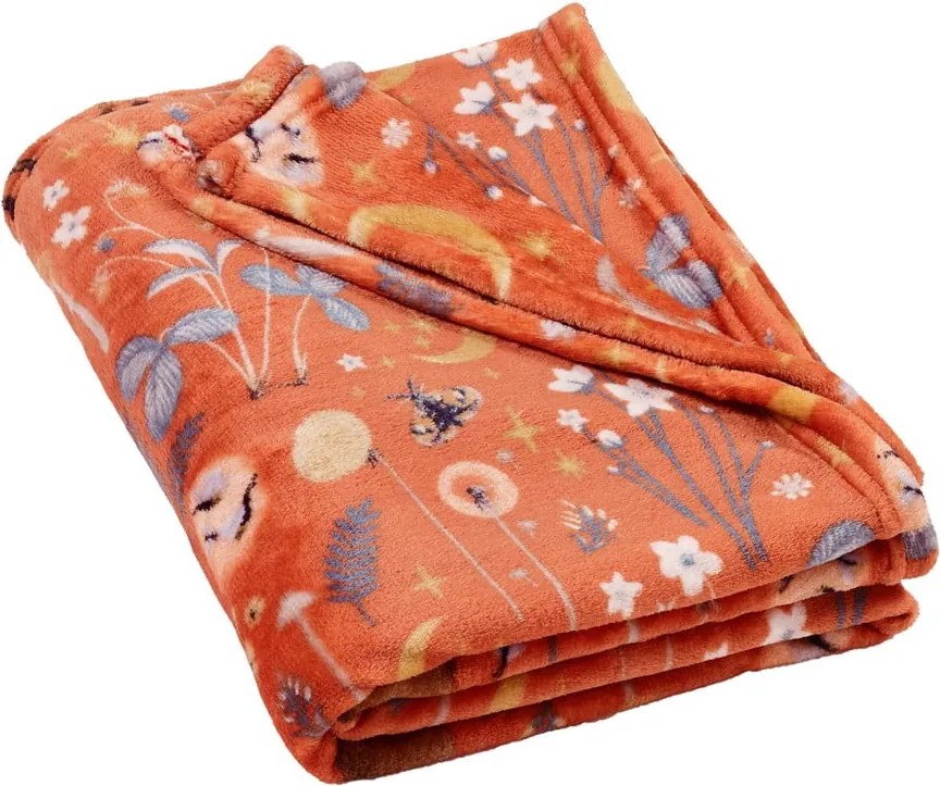 Coperta arancione in micropile 130x170 cm Enchanted Twilight Animals – Catherine Lansfield