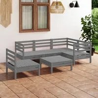 Set Divani da Giardino 6 pz in Legno Massello di Pino Grigio cod mxl 36564