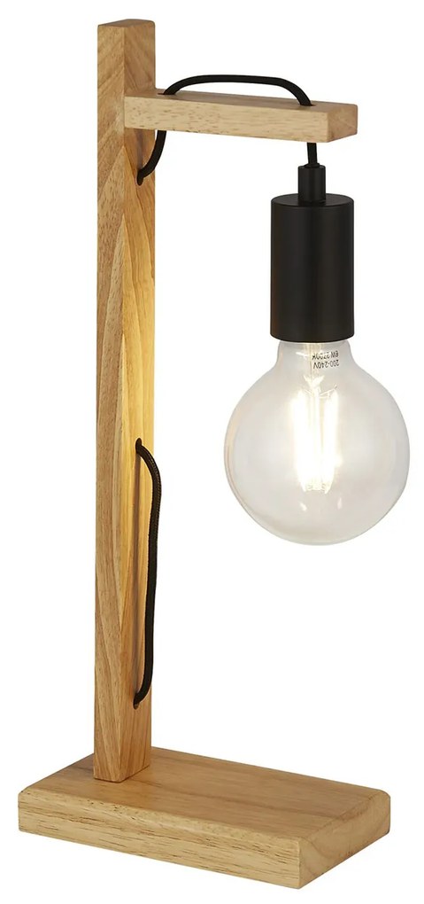 Lampada Da Scrivania Nordico Tribeca Acciaio Marrone Legno Nero 1 Luce E27