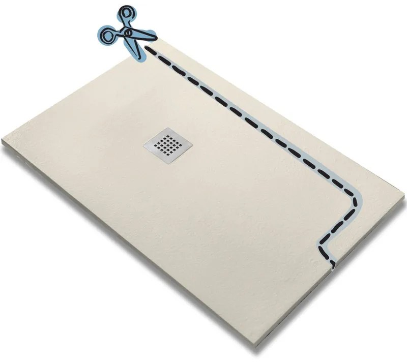 Piatto doccia SANYCCES in resina Strato crema L 90 x L 70 x H 2.4 cm effetto ardesia