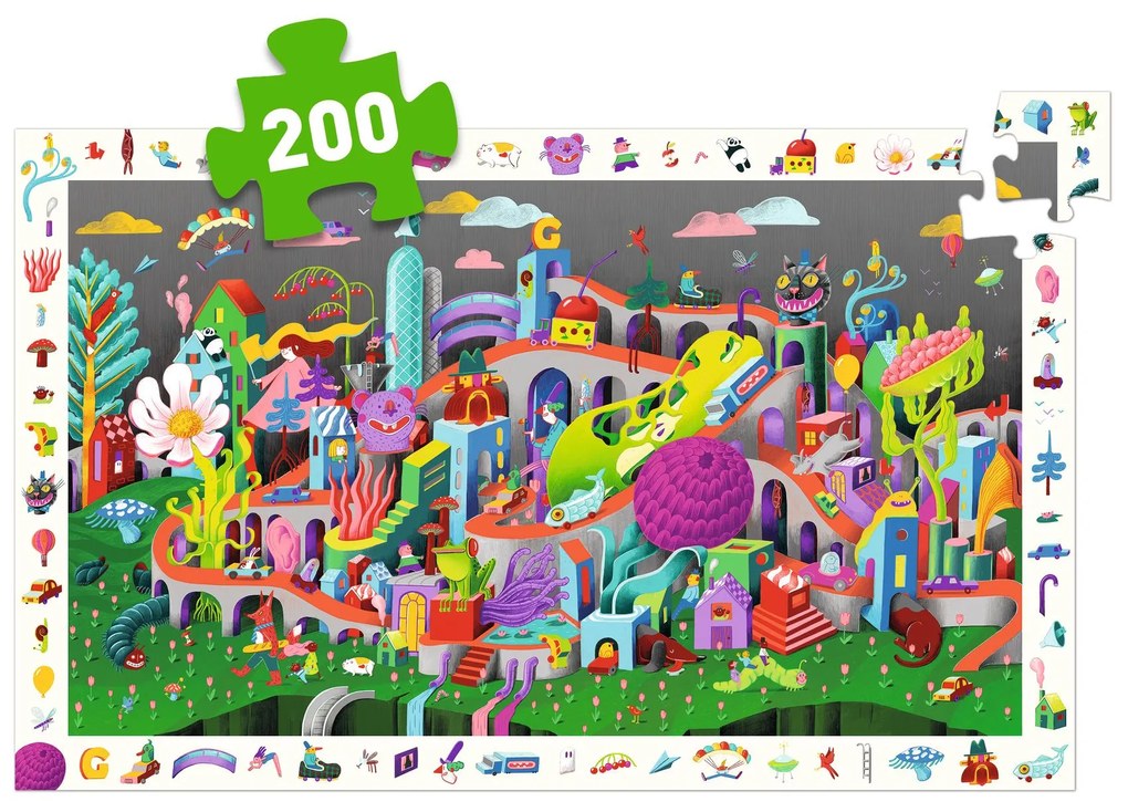 Puzzle di osservazione con poster - Città del futuro - 200 pezzi