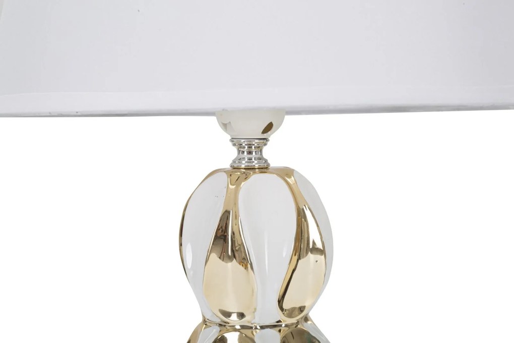 Lampada da Tavolo Glam Balls 28x46x28 cm in Ceramica Bianco/Oro...