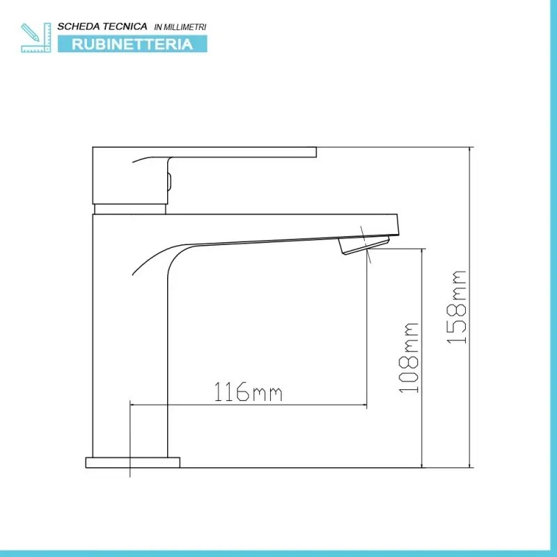 Miscelatore lavabo cromato serie Recta