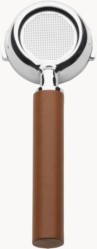 Portafiltro senza fondo in pelle cognac brown