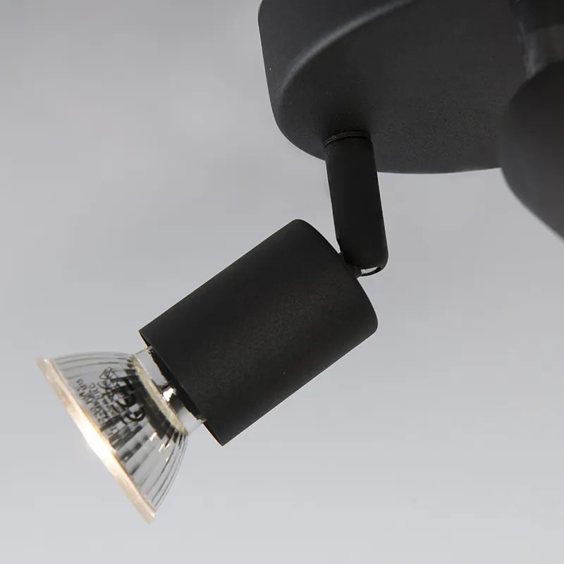 Faretto industriale nero orientabile rotondo 3 luci - Jeany