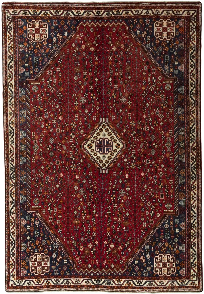 Shiraz Tappeto 290x200 Rosso (Iran) Annodato A Mano