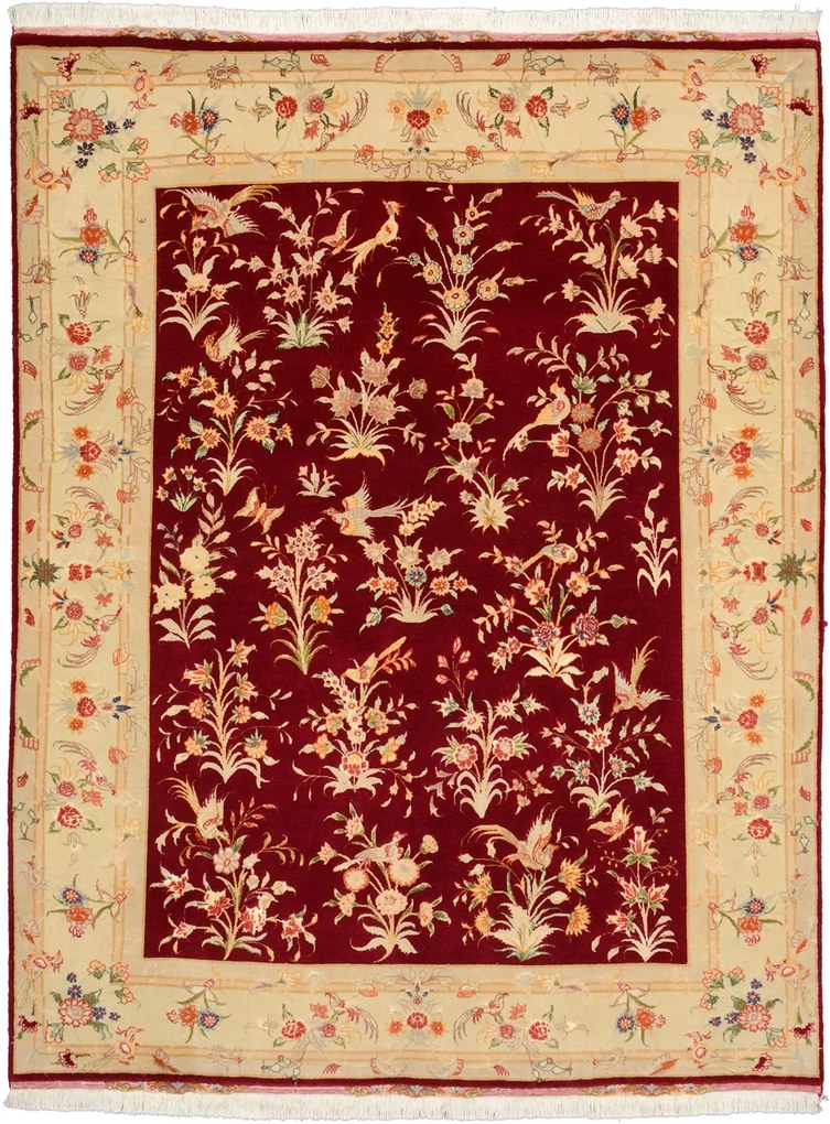 Tabriz Tappeto 200x150 Beige (Iran) Annodato A Mano